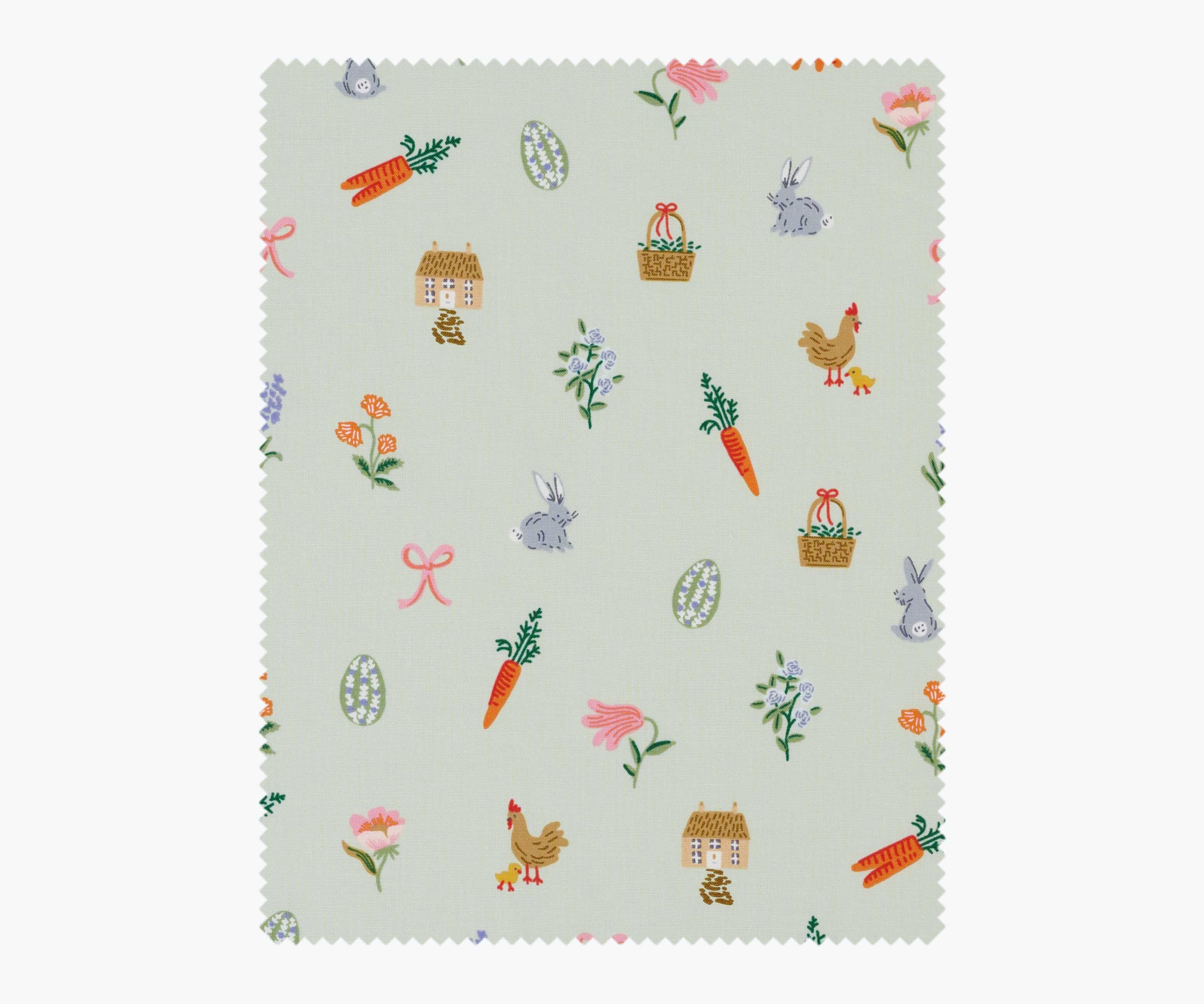 Easter Basket Cotton Fabric - Mint